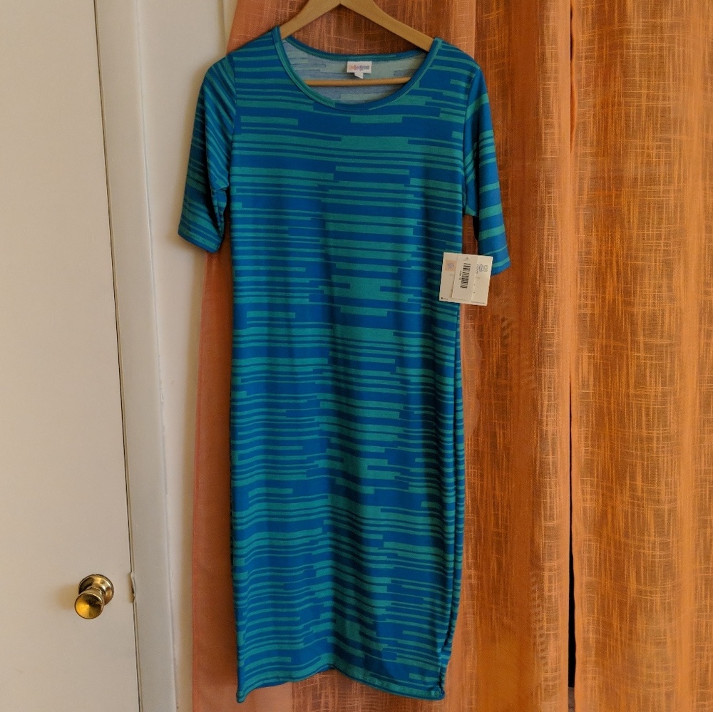 Lularoe Julia Blue & Teal dress sz S NWT